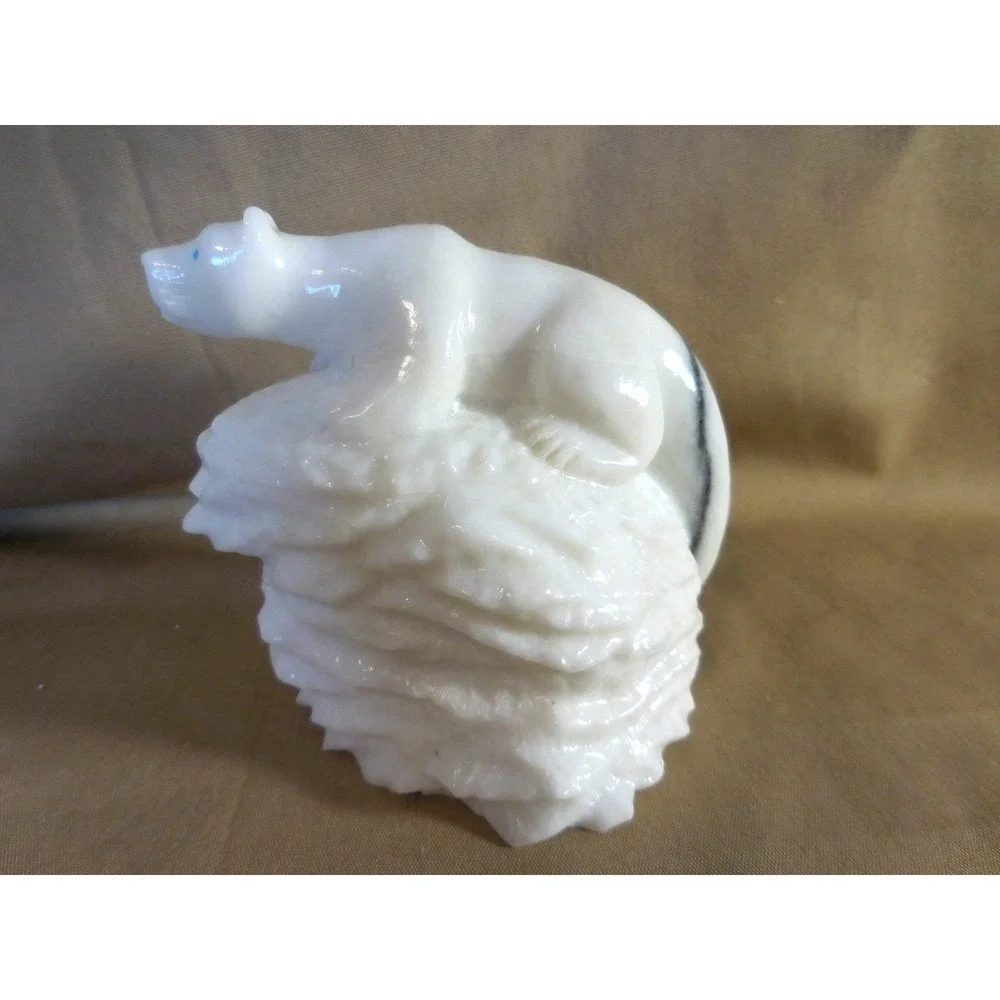 Zuni Native  Carved Mountain Lion Fetish Jerold Leekity White Marble  #533fff